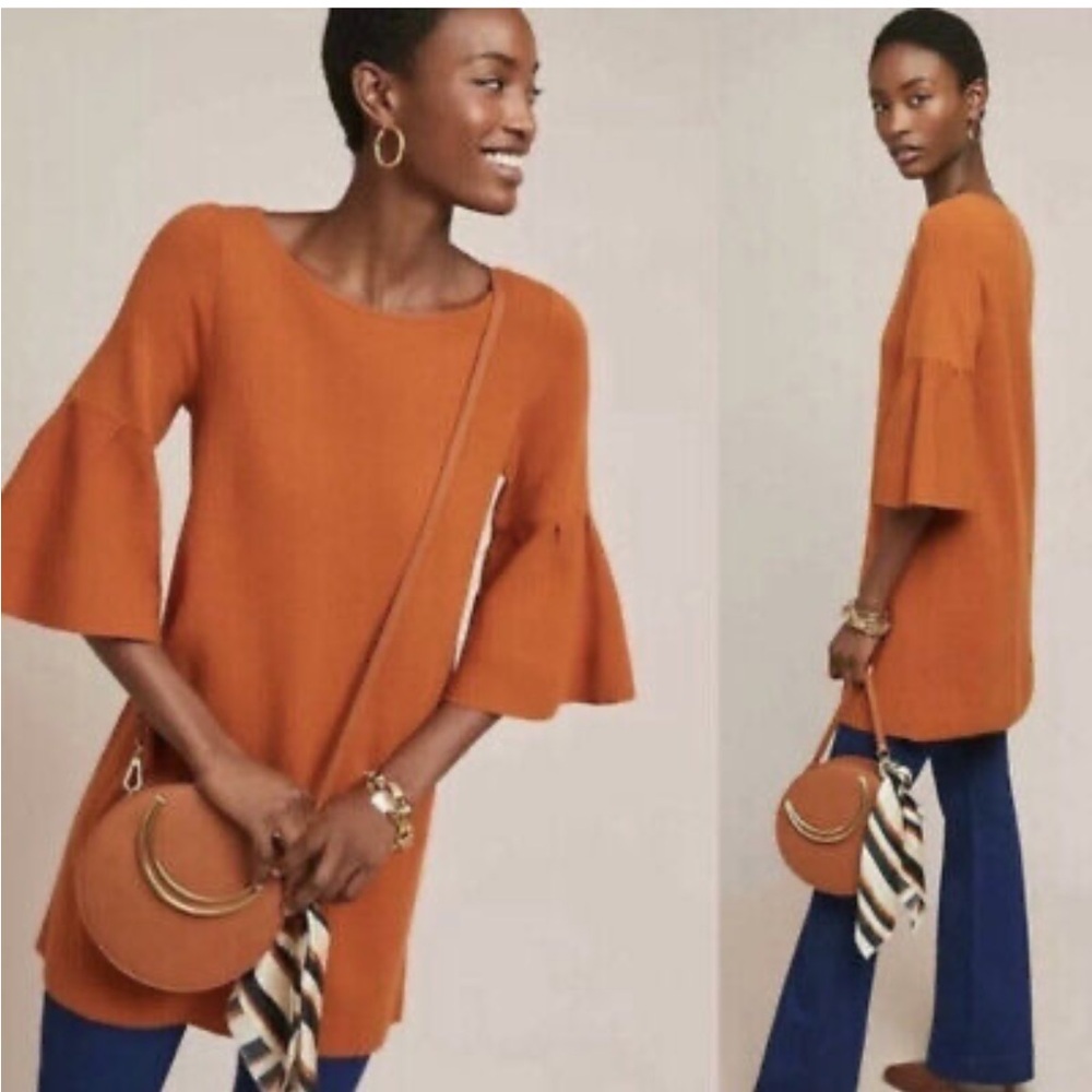 M21 Anthropologie Moth Chester Tunic Burnt Orange Sweater Dress Womens